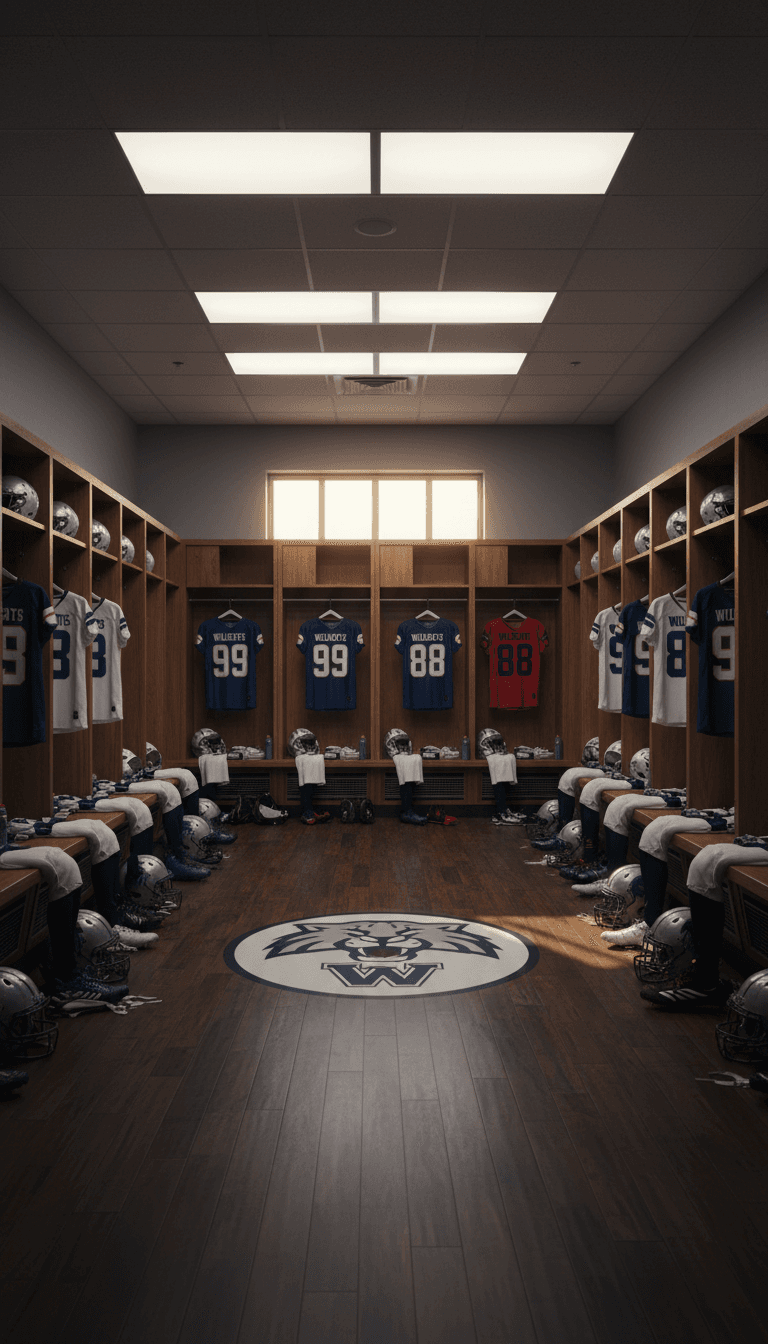 Dressing room, gear hanging and waiting